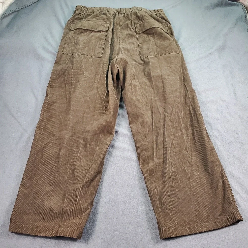 Uniqlo Mens XL Brown Corduroy Utility Fatigue Pants Elastic Waist 321-479822